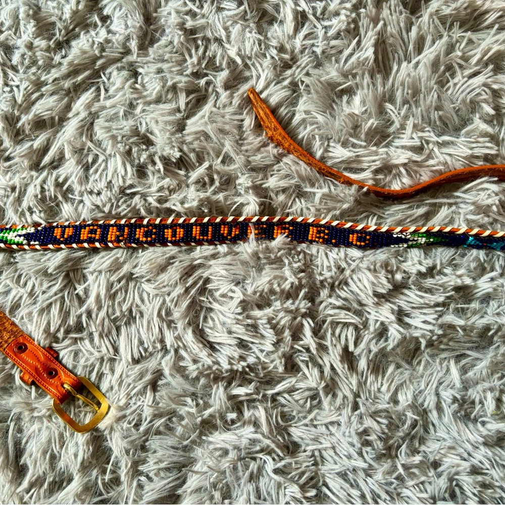 Vintage old school beaded souvenir belt, Vancouver BC, small
